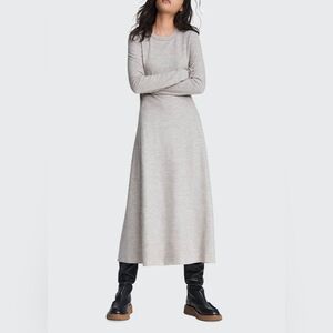 RAG‎ & BONE Yan Japenses Wool Long-Sleeve Midi Dress Sz Small Heather Minimalist